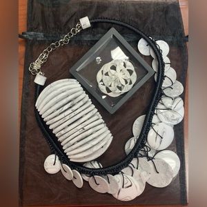 Sassy Jones Zanzibar Black/White Marble Trio….. Necklace, Earrings and Bracelet…